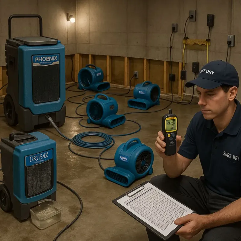 Structural Drying and Dehumidification process in Kenwood, CA